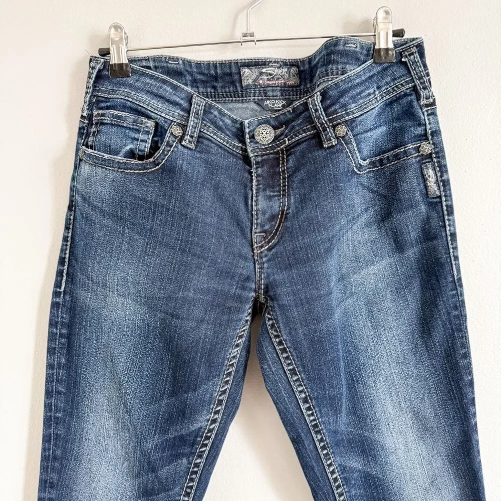 Silver Aiko Kick Flare Dark Wash Jeans Size 30